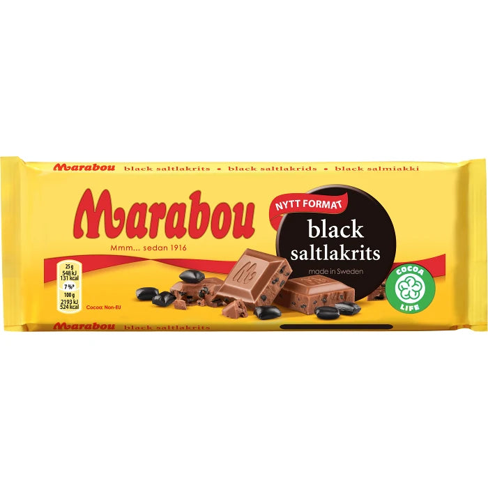 Swedish Chocolate - Mjölkchoklad Black Saltlakrits Marabou 100g