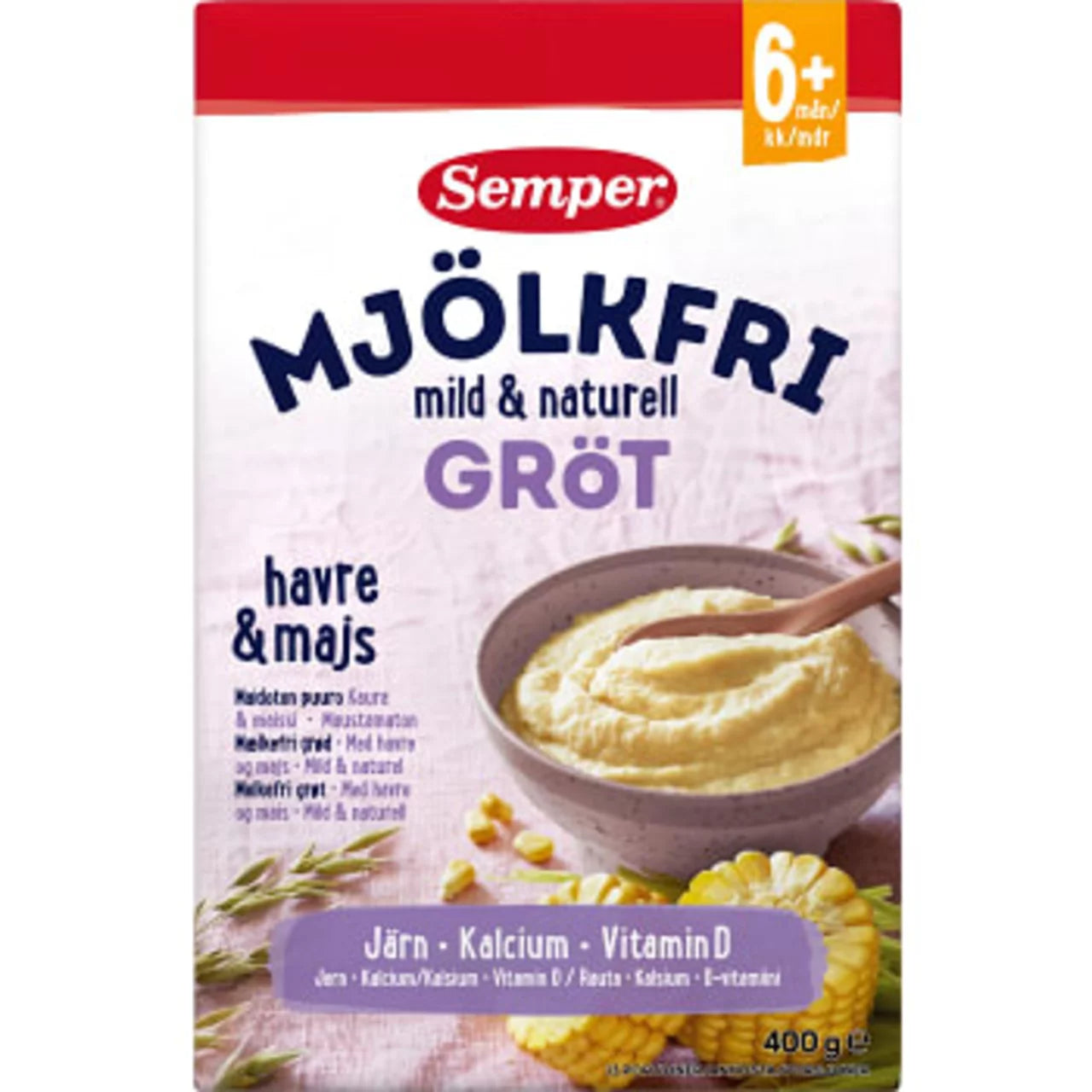 Swedish Baby Food - Havregröt Naturell Mjölkfri Från 6m Semper 400g