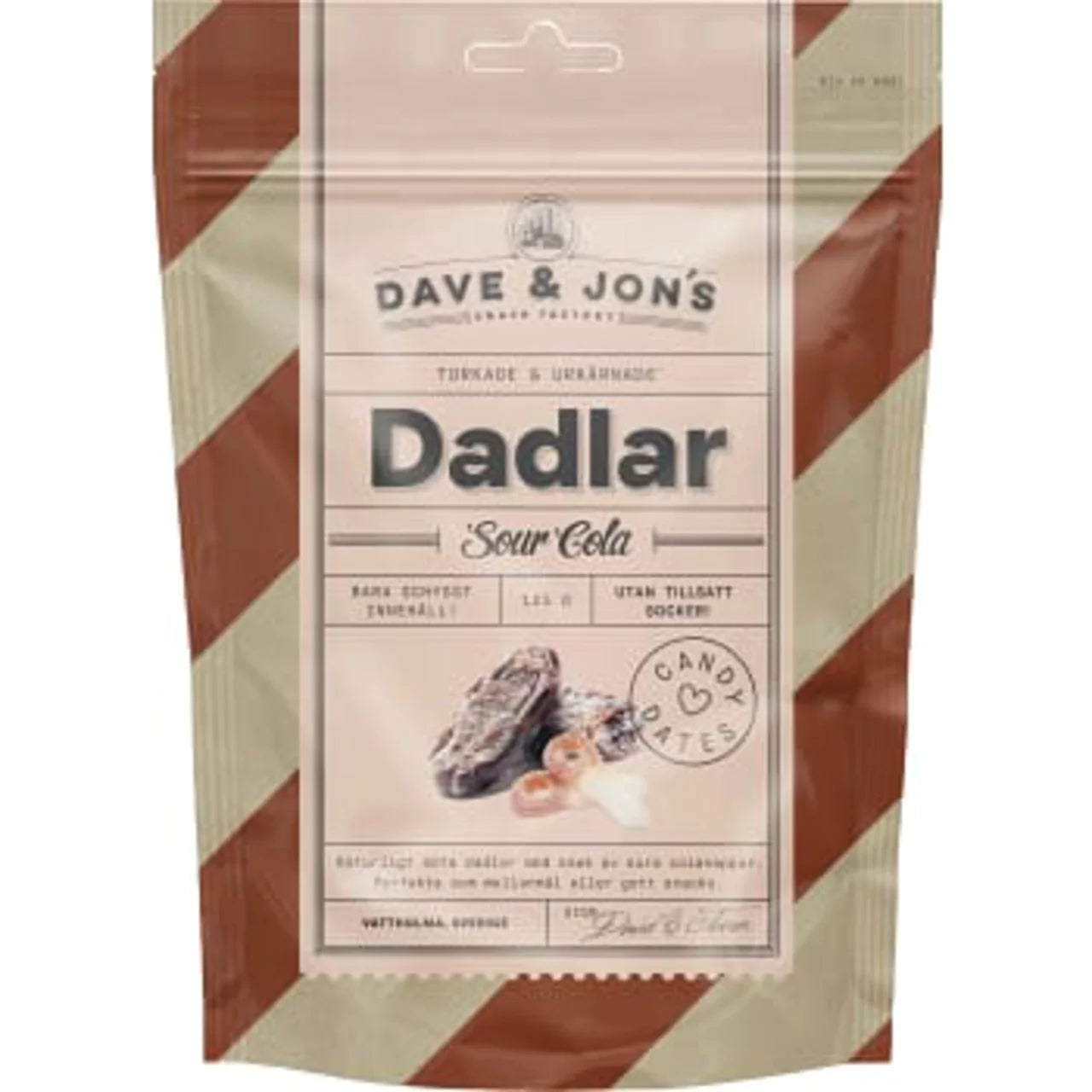 Swedish Candy - Dates Sour Cola Flavor Original Dave & Jon's 125g ...