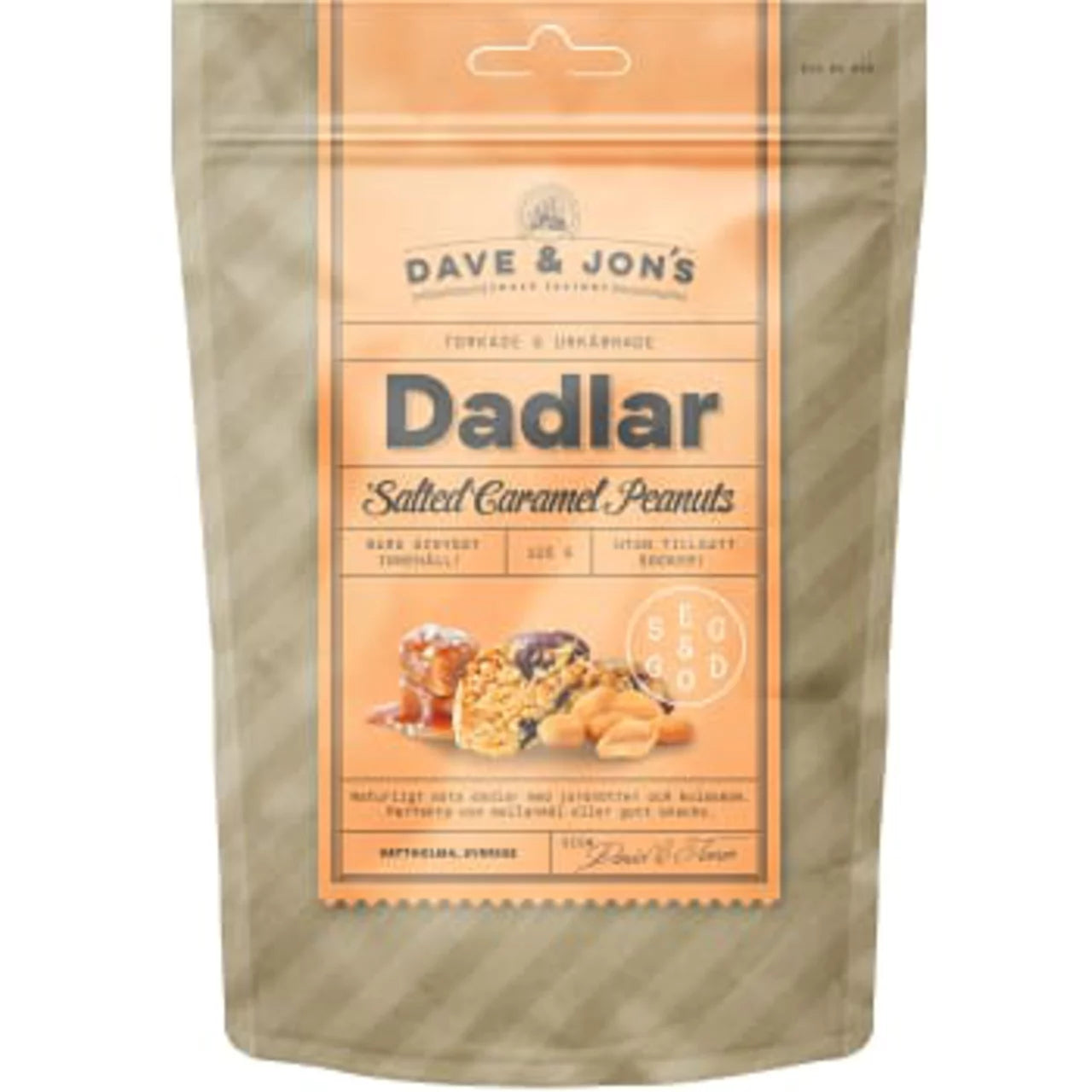 Swedish Candy - Dates Salted Caramel Peanuts Flavor Original Dave & Jon's 125g