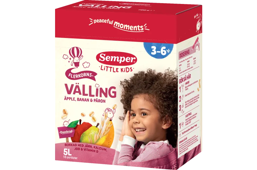 Swedish Baby Food - Flerkornsvälling äpple, banan & päron 3år 5l Semper