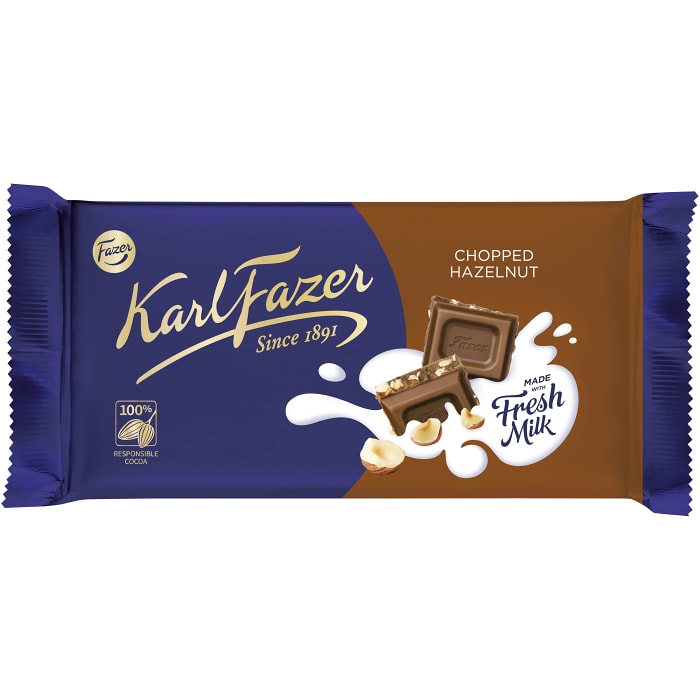 Swedish Chocolate - Chokladkaka Hackad Hasselnöt Fazer