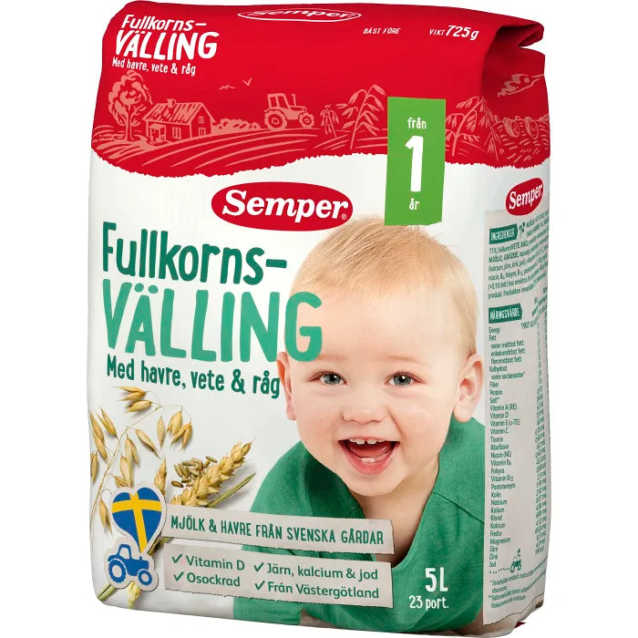 Swedish Baby Food - Fullkornsvälling Havre vete & råg Semper