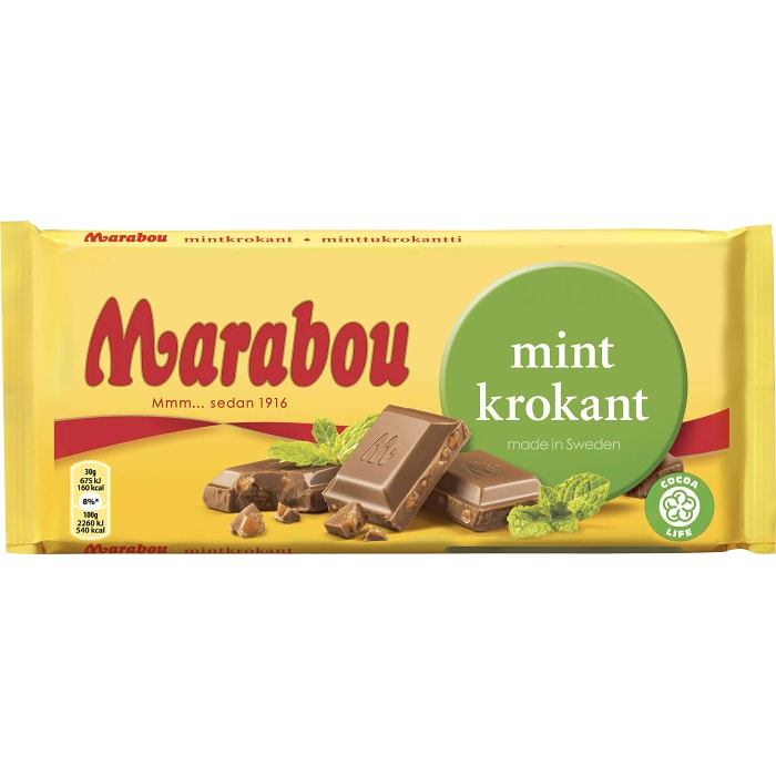 Swedish Chocolate - Chokladkaka Mintkrokant Marabou