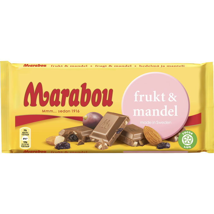 Swedish Chocolate - Chokladkaka Frukt & Mandel Marabou